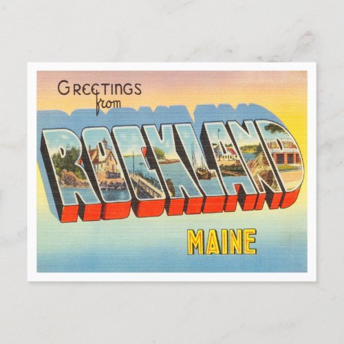 Greetings from Rockland Maine Vintage Travel Postcard