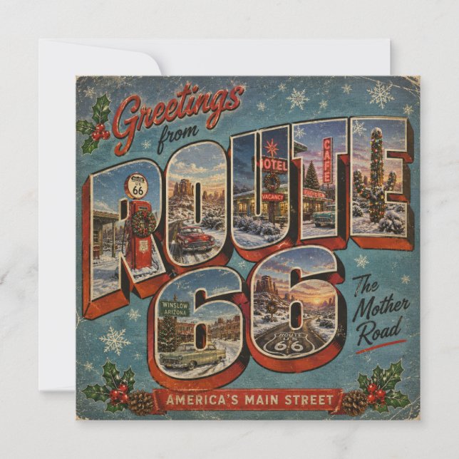 Greetings From Route 66 Winter Large Letter (Front)