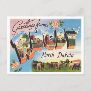 Greetings from Rugby, North Dakota Vintage Travel Postcard