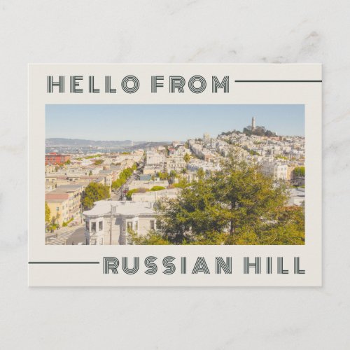 Greetings from Russian Hill San Francisco Retro Postcard