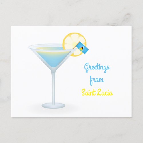 Greetings From Saint Lucia Cocktail Holiday Card