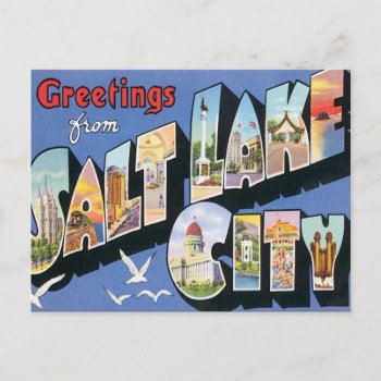 Greetings From Salt Lake City Utah Postcard by Trendshop at Zazzle