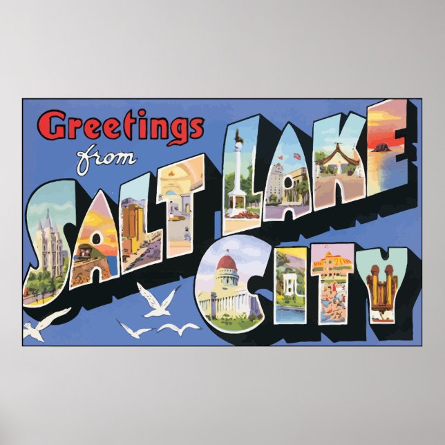 Greetings From Salt Lake City, Vintage Poster (Front)