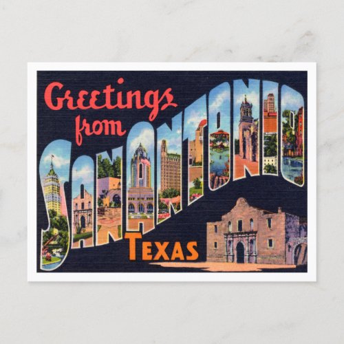 Greetings from San Antonio Texas Vintage Travel Postcard