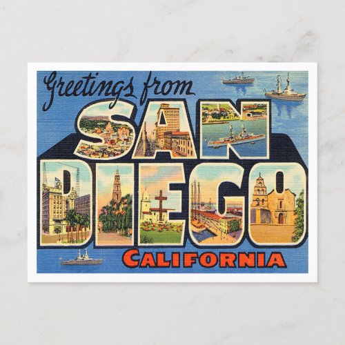 Greetings from San Diego California Travel Postcard