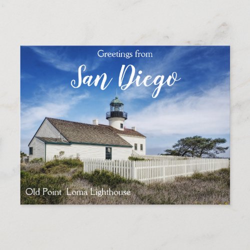 Greetings from San Diego Old Point Loma Lighthouse Postcard