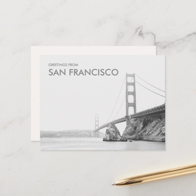 Greetings from San Francisco Golden Gate Bridge Postcard (Front/Back In Situ)
