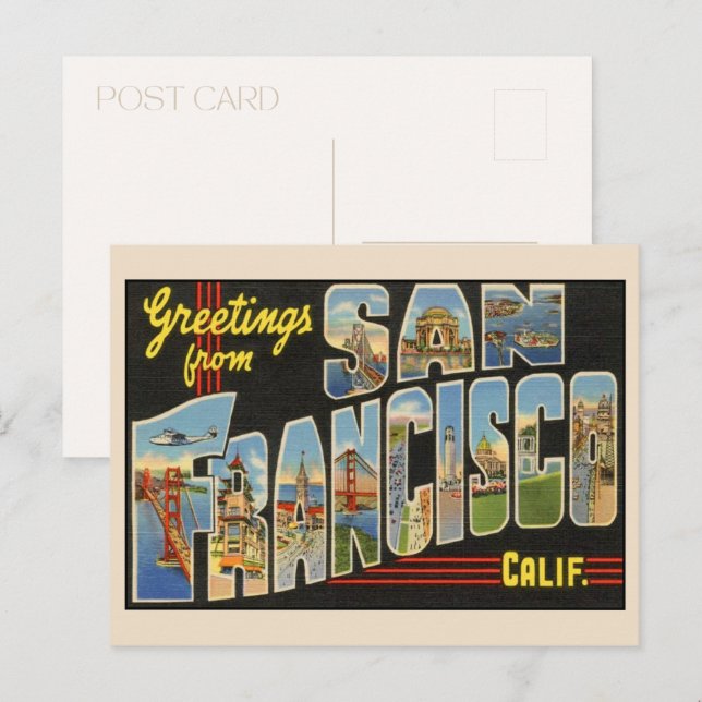 Greetings from San Francisco Large Letter Vintage Postcard (Front/Back)
