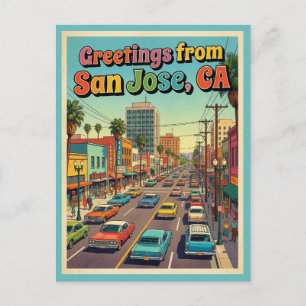 Greetings From San Jose CA Postcard, Retro 1960s  Postcard