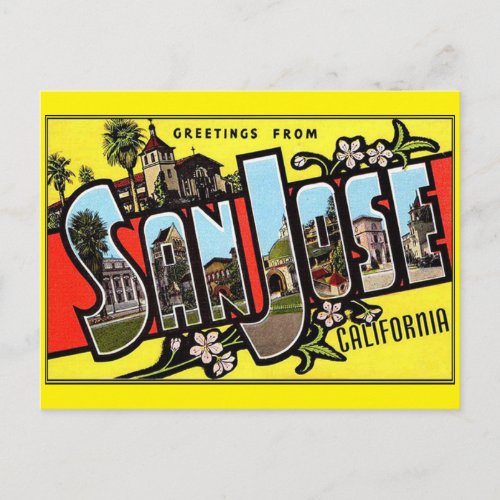 Greetings from San Jose California  Postcard