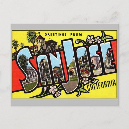 Greetings from San Jose California  Postcard