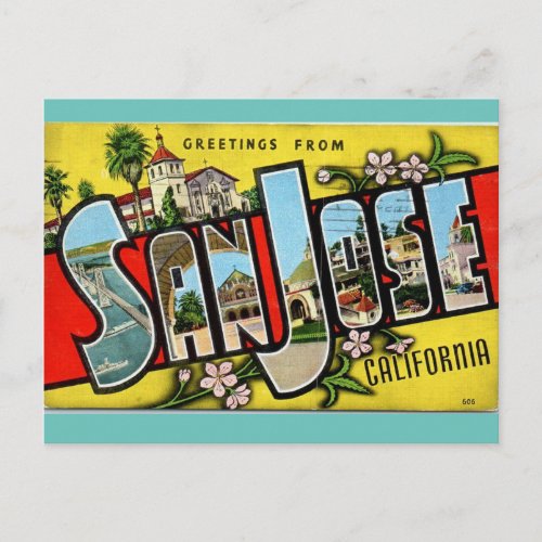 Greetings from  San Jose California Travel Postcard