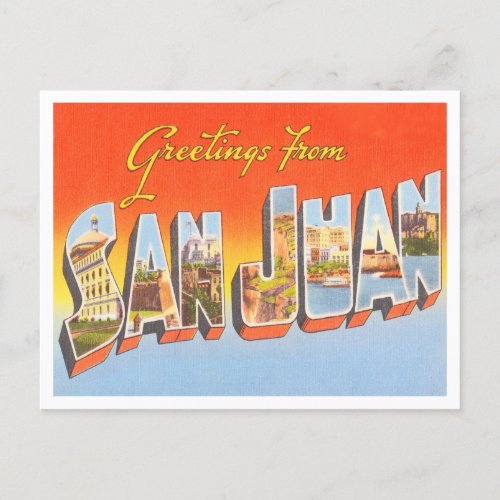 Greetings from San Juan Puerto Rico Travel Postcard