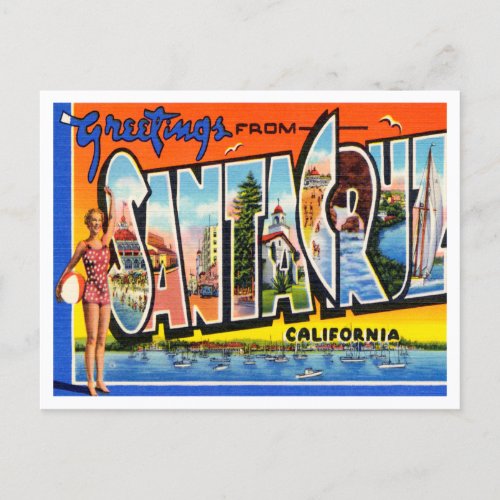 Greetings from Santa Cruz California Travel Postcard