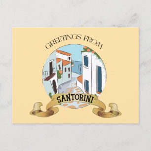 Greetings From Santorini Sign Holiday Postcard