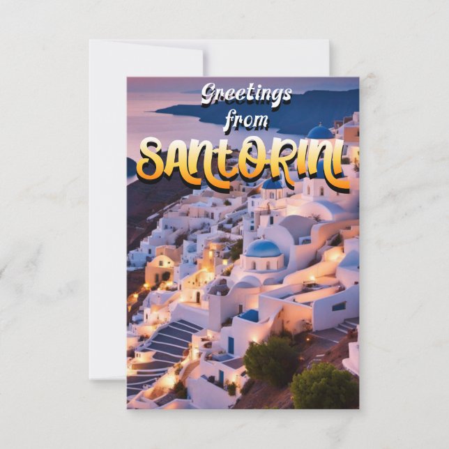 Greetings from Santorini Thank You Card (Front)