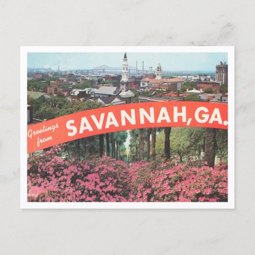 Greetings from Savannah Georgia Vintage Travel Postcard