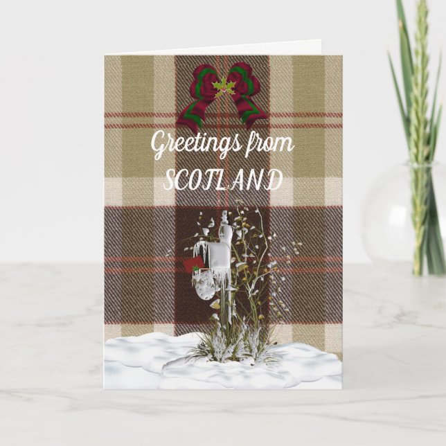 Greetings From Scotland Bannockbane Tartan Holiday Card (Front)