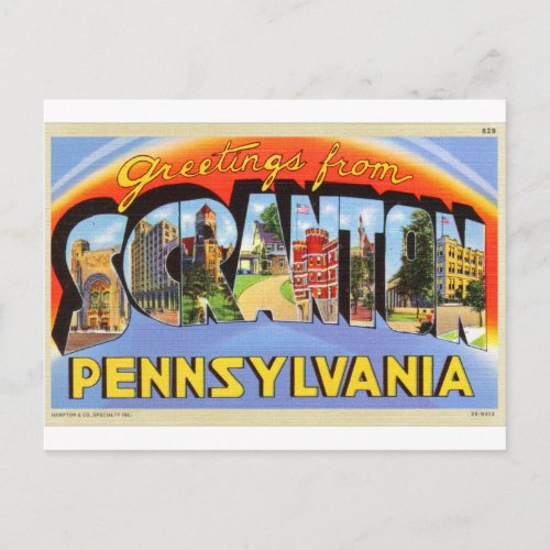 Greetings From Scranton PA Letter Postcard