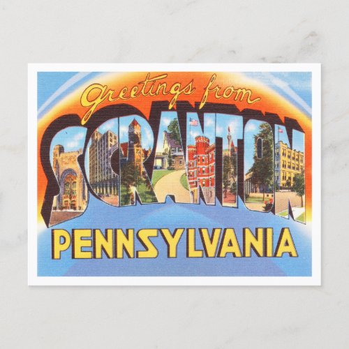 Greetings from Scranton Pennsylvania Travel Postcard