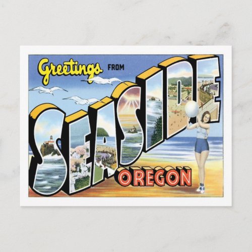 Greetings From Seaside Oregon US City Postcard