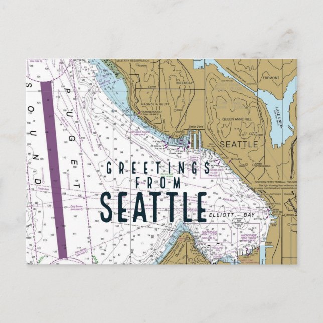 Greetings From Seattle Chart Postcard (Front)
