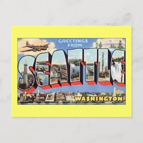 Greetings From Seattle WA Postcard