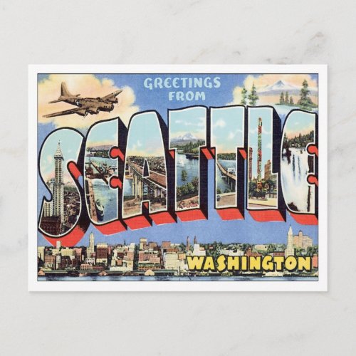 Greetings From Seattle Washington USA Postcard