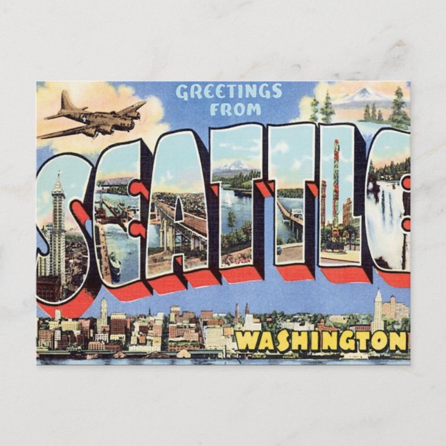 Greetings From Seattle, Washington USA Postcard (Front)