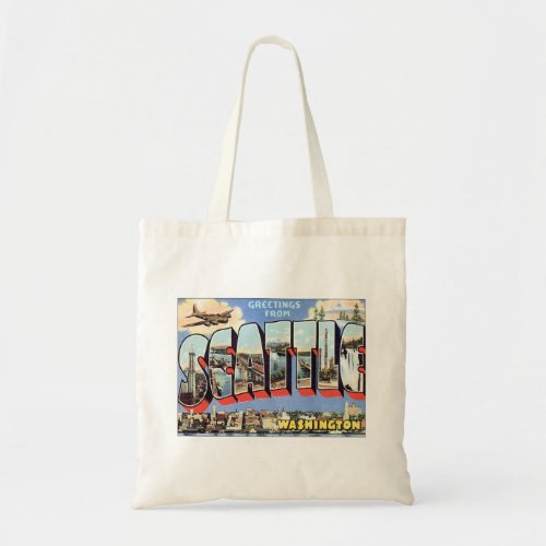 Greetings From Seattle Washington USA Tote Bag