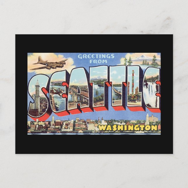 Greetings from Seattle Washington_Vintage Travel Postcard (Front)
