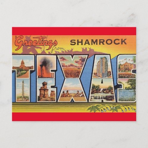 Greetings from Shamrock Texas Vintage Travel  Postcard