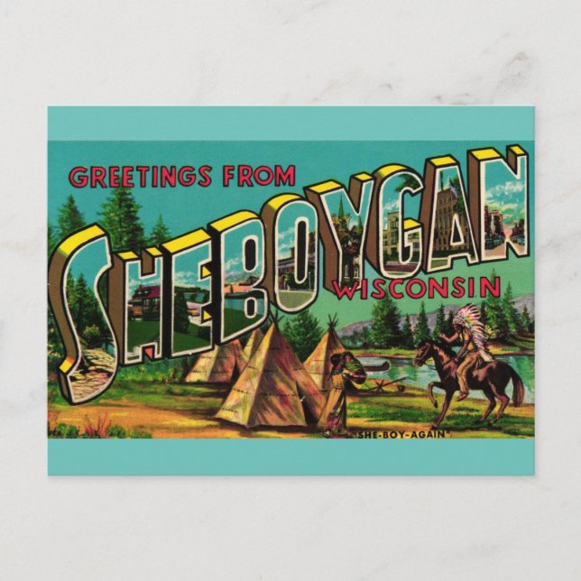 Greetings from SHEBOYGAN WISCONSIN Postcard (Front)