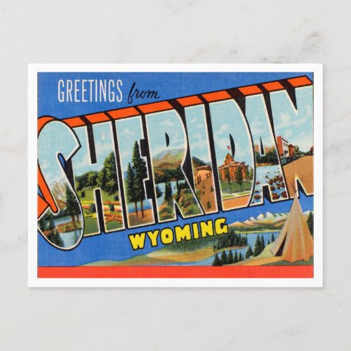 Greetings from Sheridan Wyoming Vintage Travel Postcard