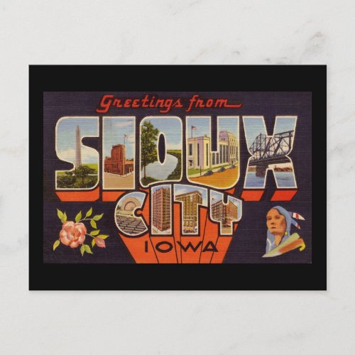 Greetings from Sioux City Iowa Postcard