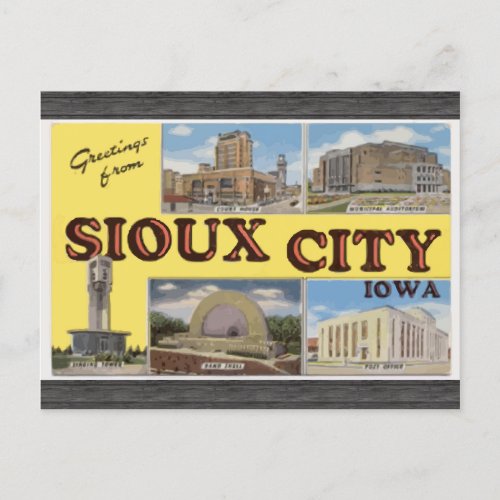 Greetings From Sioux City Iowa Vintage Postcard