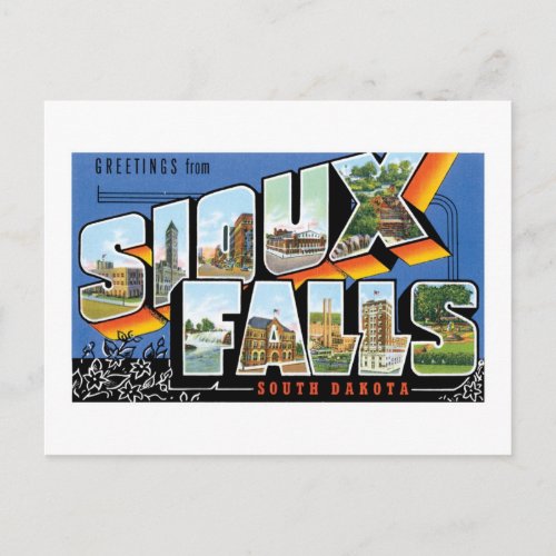 Greetings from Sioux Falls South Dakota Retro Postcard