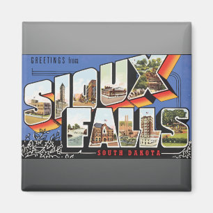 Greetings From Sioux Falls South Dakota, Vintage Magnet
