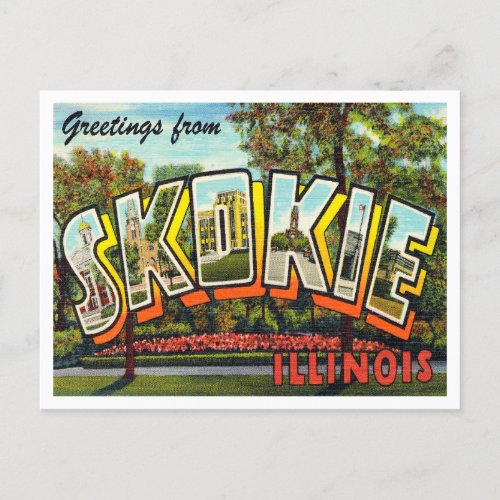 Greetings from Skokie Illinois Vintage Travel Postcard