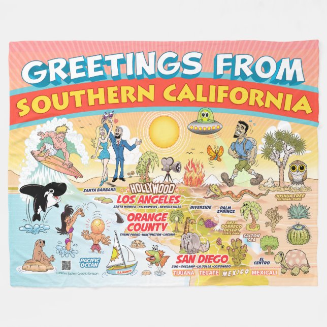 Greetings from SoCal Fleece Blanket (Front (Horizontal))