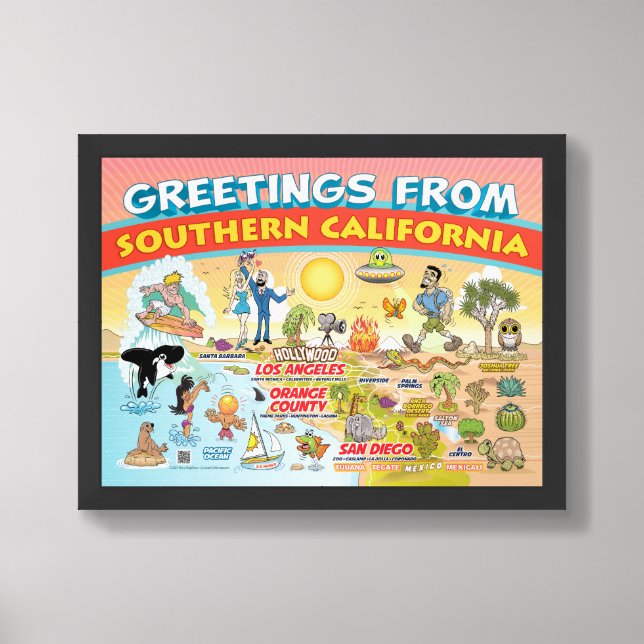 Greetings from SoCal Framed Art (Framed Front)