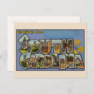 Greetings from South Carolina Large Letter Vintage Postcard