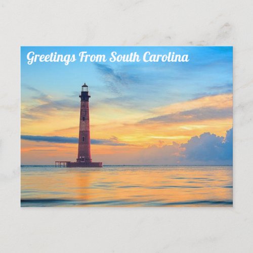 Greetings From South Carolina Light House Postcard