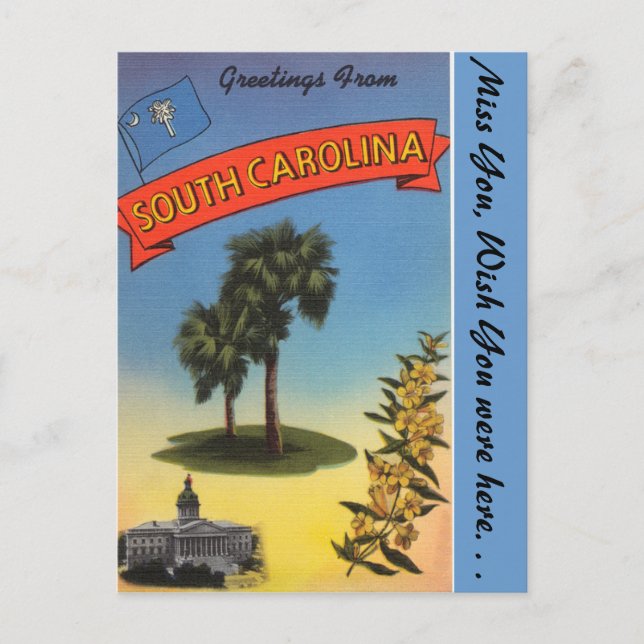 Greetings from South Carolina Postcard (Front)