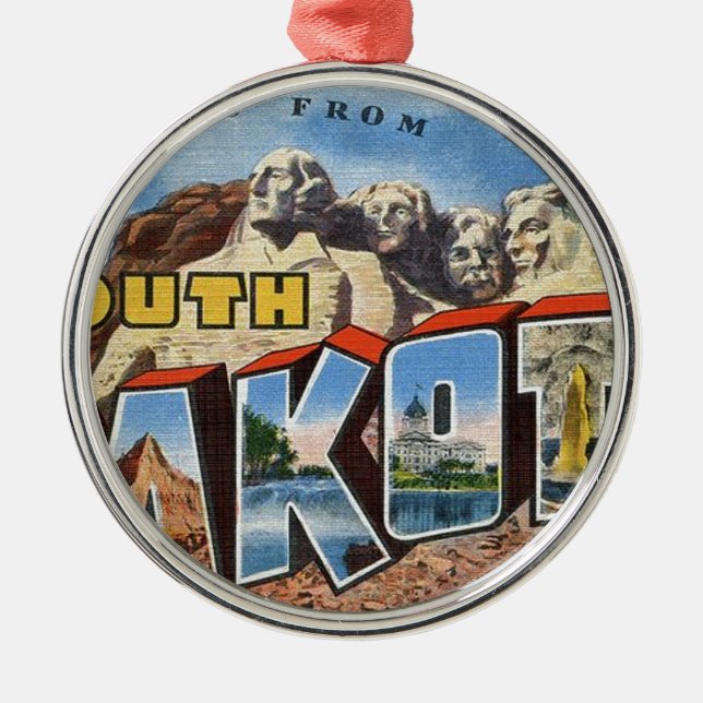 Greetings From South Dakota Metal Ornament (Front)