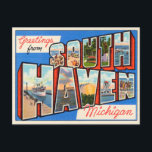 Greetings from South Haven, Michigan Travel Postcard<br><div class="desc">Greetings from South Haven,  Michigan Vintage Travel Postcard</div>