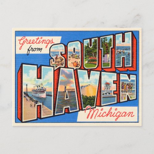 Greetings from South Haven Michigan Travel Postcard