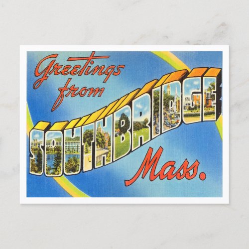 Greetings from Southbridge Massachusetts Travel Postcard