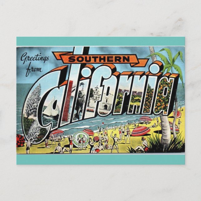 Greetings from Southern California vintage travel Postcard (Front)