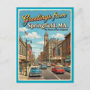 Greetings From Springfield MA Postcard, 1960s  Postcard